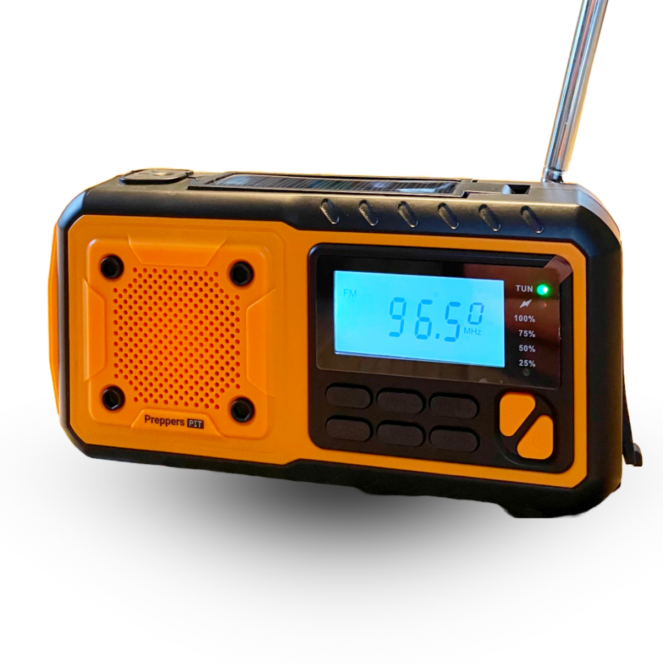 Nødradio med 5 funktioner: Radio, powerbank, solpanel, lommelygte – og håndsving