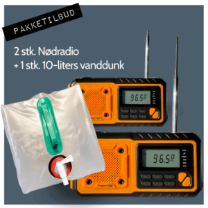 Pakketilbud: 2 stk. Nødradio og 1 stk. vanddunk