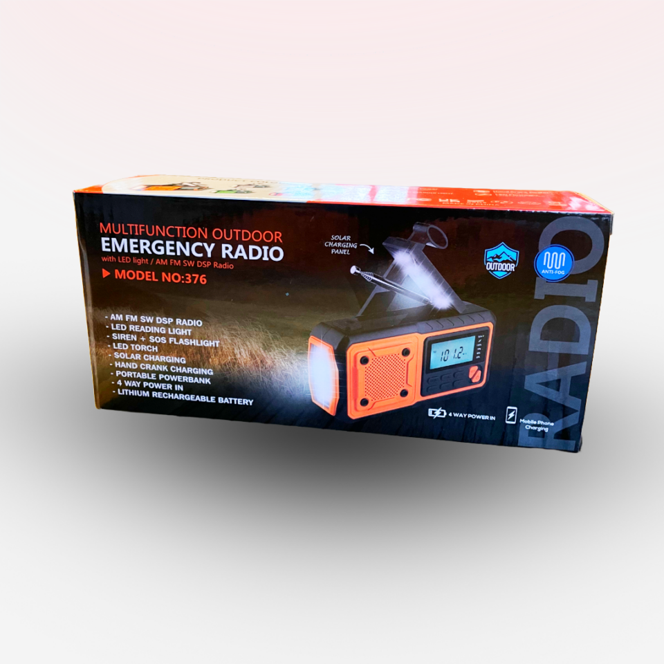 Nødradio med 5 funktioner: Radio, powerbank, solpanel, lommelygte – og håndsving - Billede 4
